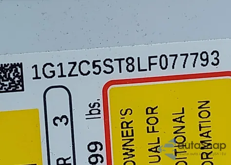 2020 Chevrolet Malibu Fwd 1Fl z USA, uszkodzony, nr VIN 1G1ZC5ST8LF077793